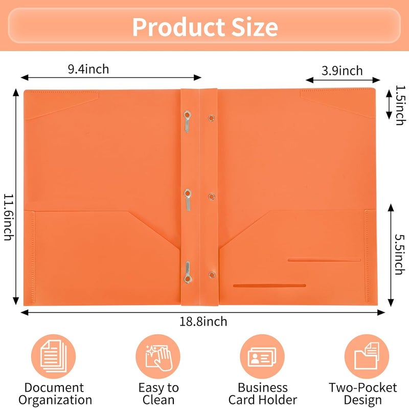 EOOUT 20 Pack Pocket Folders with Prongs, 10 Colors Heavy Duty File Folders with Clear Front Pocket for Letter Size Paper, Poly Folders with Business Card Slot for School Home and Office - Image 2